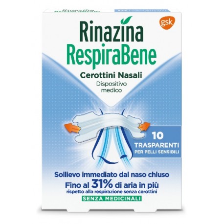 Glaxosmithkline C. Health. Rinazina Respirabene Cerotti Nasali Trasparenti Carton 10 Pezzi